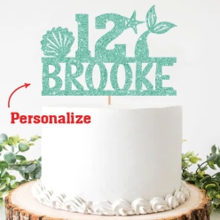 Mermaid Birthday Personalized Name & Age Cake Pick
